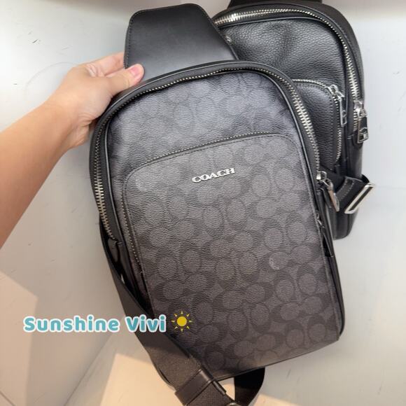 NWT COACH Ethan Pack In Signature Canvas CV918 Charcoal/Black